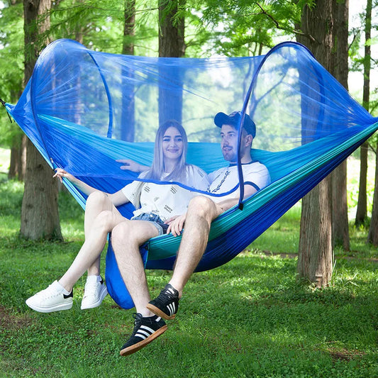 Portable Camping Hammock with Mosquito Net Pop-Up Outdoor Anti-rip Nylon Swing Hammock Chair Sleeping Hammock Camping Stuff