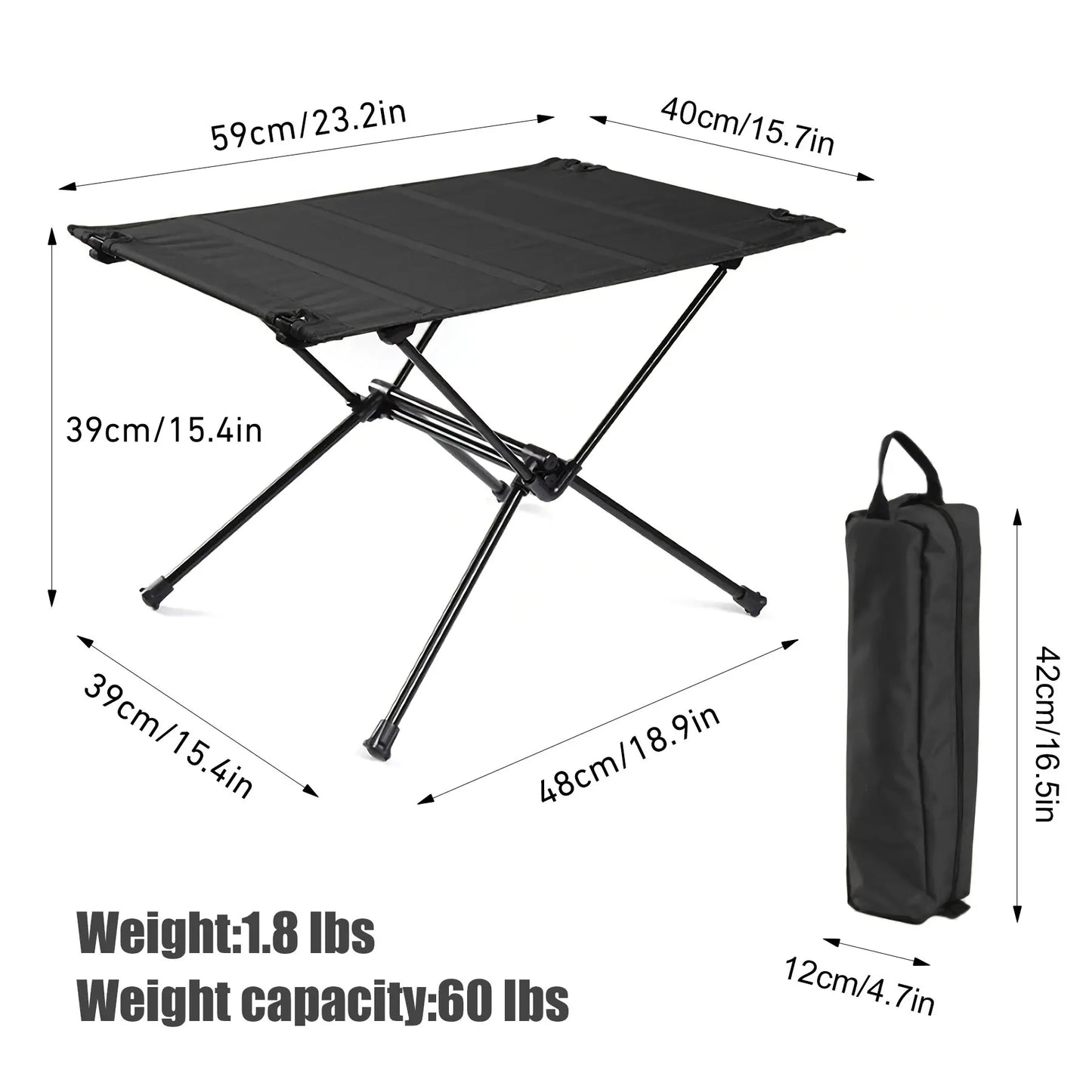 WESTTUNE Portable Lightweight Aluminum Folding Table For Outdoor Camping