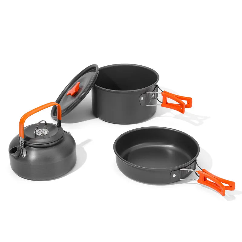 Portable Outdoor Aluminum Camping Cookware Set For 2-8 Person